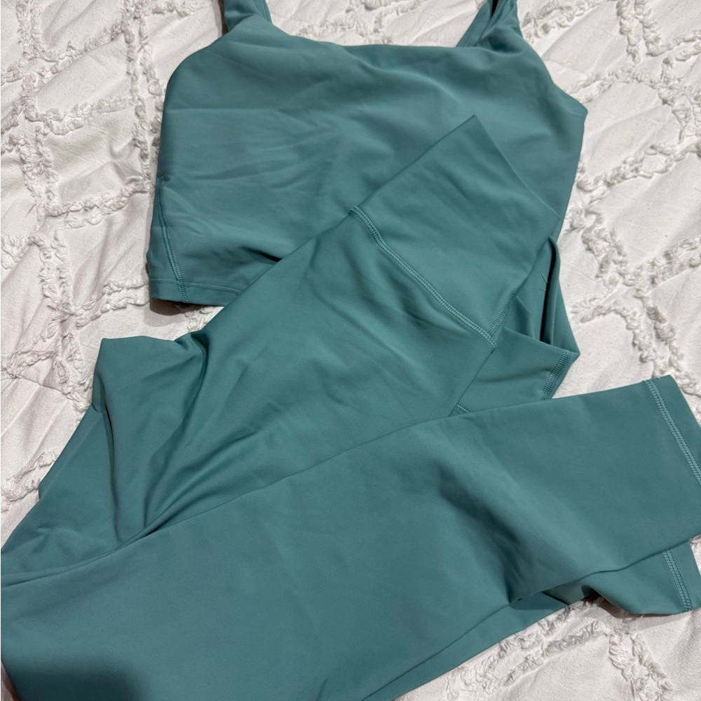 Old Navy Teal High-Rise Leggings and Crop Tank Set
